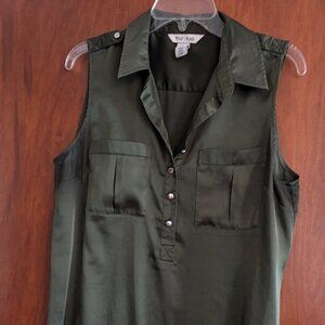 Olive green silk top